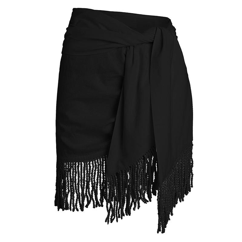 

Европейская и американская миди-юбка с кисточками, пляжное платье на завязках для женщин One Size чёрный