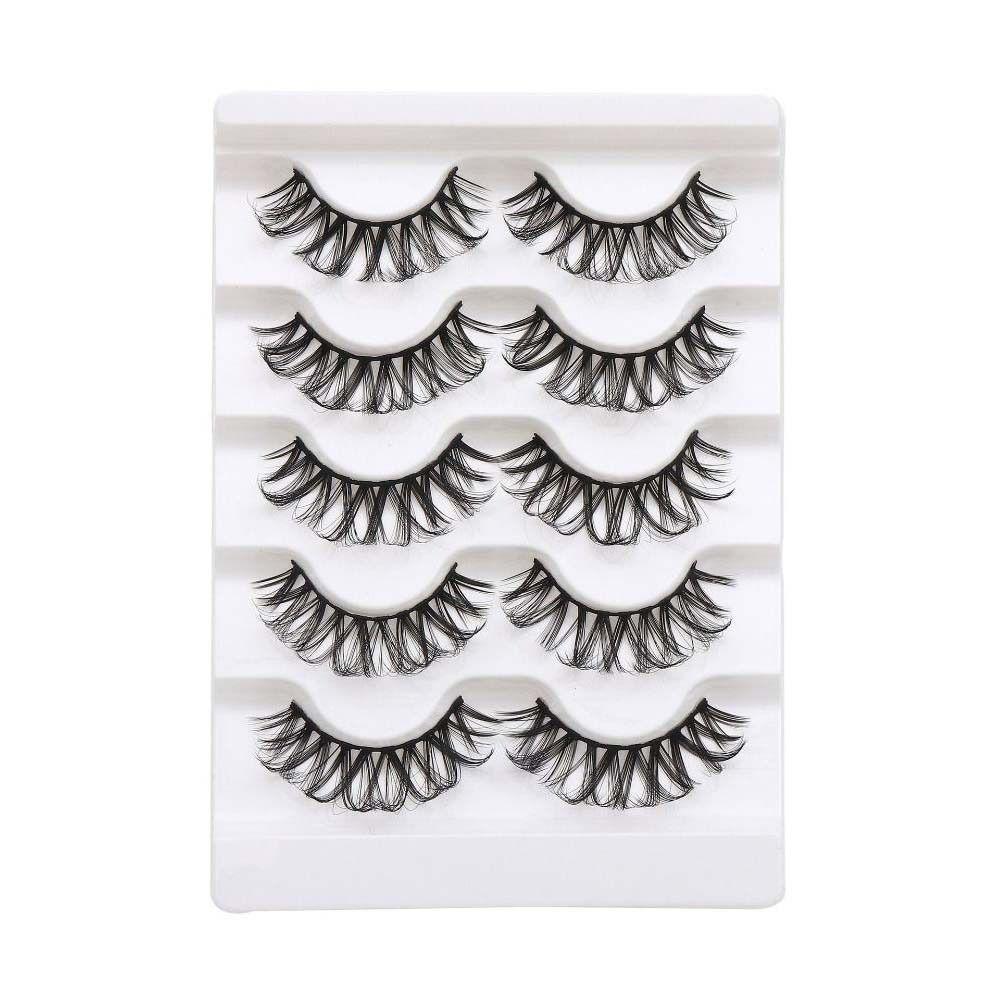 5Pairs Dense Fluffy False Eyelashes Lashes Extension D Curled Eyelashes  Grafting Lashes