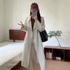 White medium and long trench coat women's season waist drape coat feeling