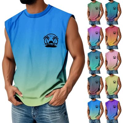Heren Zomer Print Ronde Hals Verloop Sportief Casual Mouwloos Vest