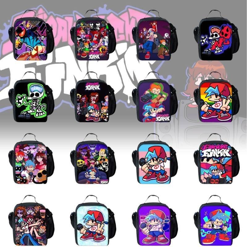 Funkin Night Friday Fnf Lunch Bags Thermal School Handbag For Kids Single Strap