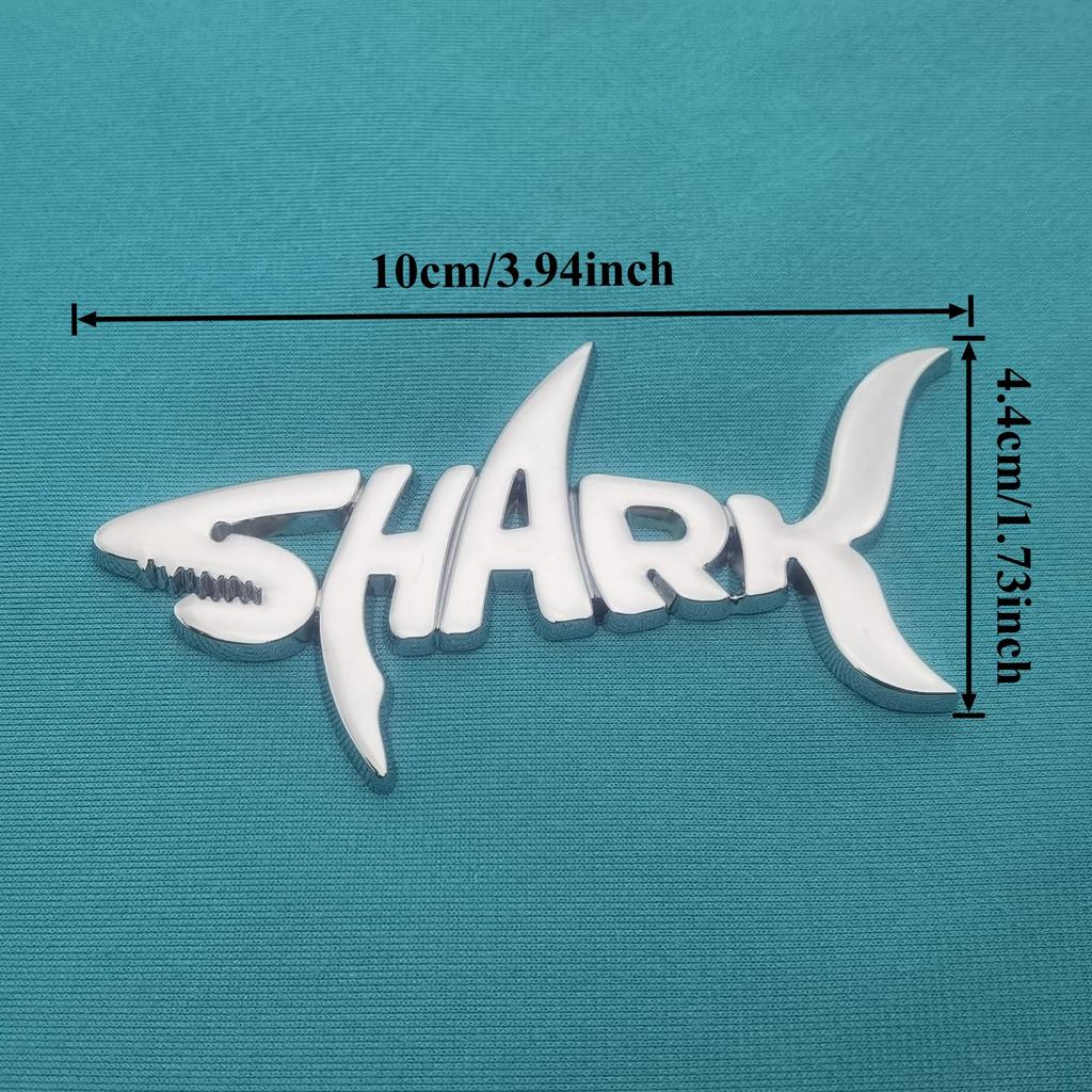 1Pc 3D Metal Shark Logo Car Rear Trunk Emblem Sticker, Car Sider Fender Badge Sticker for Car Body Stying Decoration Accessories