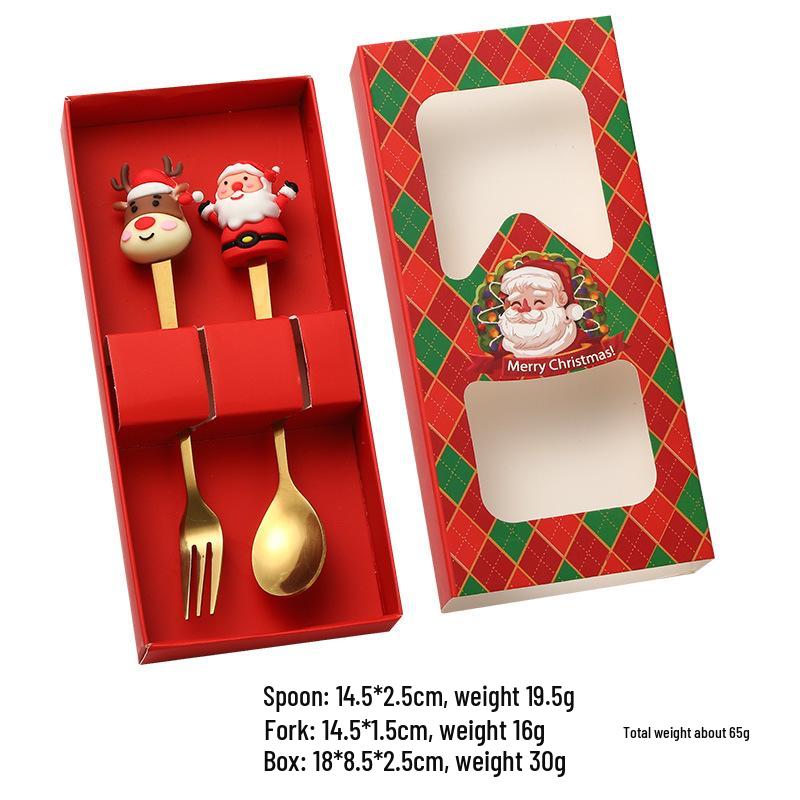 Creative Stainless Steel Christmas Tree & Reindeer Cutlery Set: Spoon & Fork