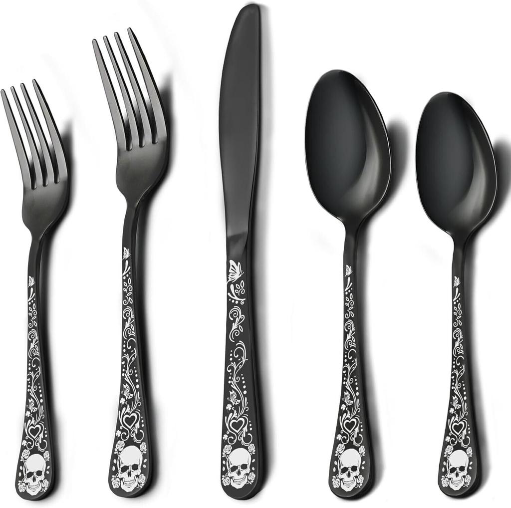Skull Stainless Steel Cutlery Set: Unique Skeleton Design Spoon - Durable & Stylish Silverware for Any Occasion