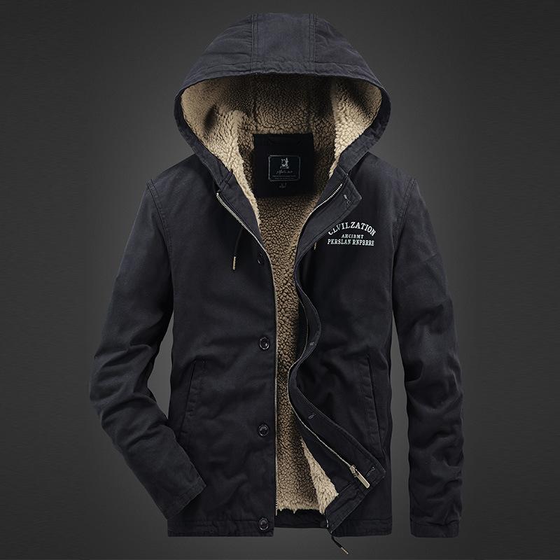 Winter Velvet Thickened Deck Tooling Cotton-padded Jacket Men's Hooded Cotton-padded Jacket Casual Jacket Men