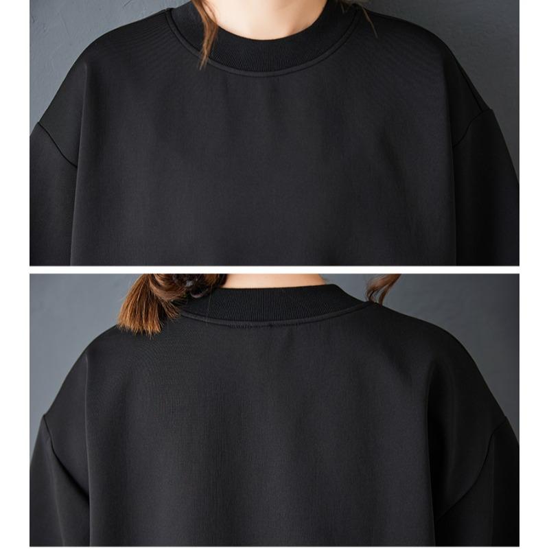 DIMANAF 2025 Women Plus Size Autumn Shirt Dress Long Sleeve Loose Casual Oversize Vintage Dress Black