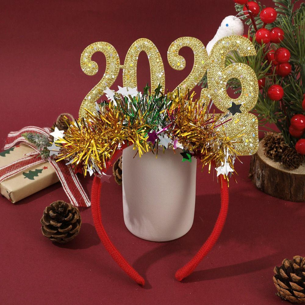 Star Color Strip Christmas Headband Glitter Sequins Numbers Design New Year Headband Party Props Creative Decoration