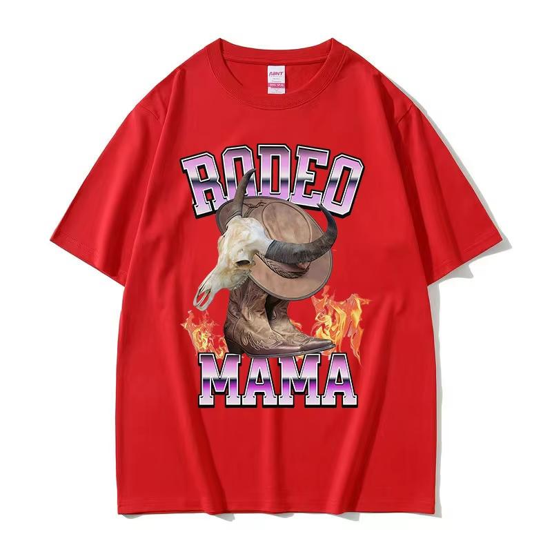 Funny Stylish Western Rodeo Mama T-shirts Men Women 90s Retro Oversized Cotton T Shirt Casual Loose O-Neck Short Sleeve T-shirts