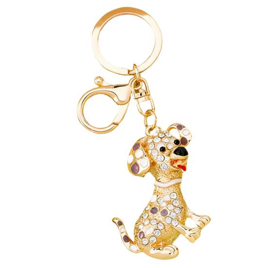 Keychain Pendant Rhinestones-Encrusted Cartoon Puppy Charm Key Chain Strong Lobster Clasp Key Holder Bags Car Decoration