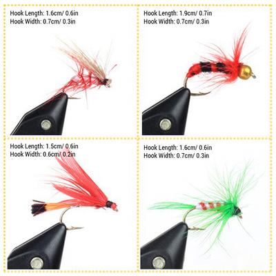 100 Stück Fliegenfischen-Fliegen-Set, Trocken-Nass-Fliegenfischen-Fliegen-Sortiment mit Fliegenbox, Forellenbarsch