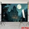 Gothic mansion night scene backdrop fabric, Halloween decorations, mysterious scenery, detailed artworks
