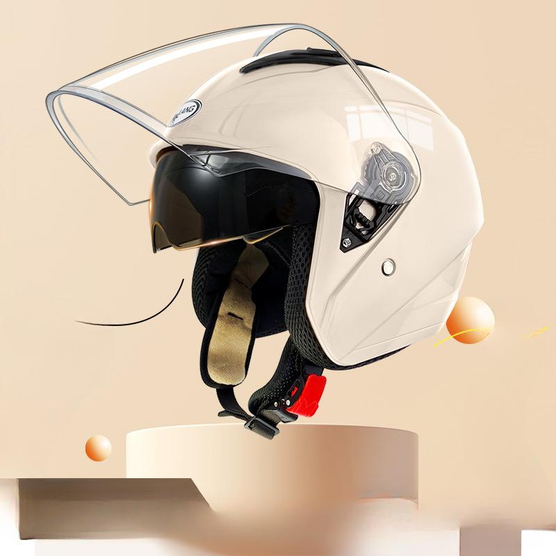 Double Mirror Winter Electric Car Helmet Cute Ladies Four Seasons Universal Sun Protection Battery Bike Motorcycle Riding Safety Helmet