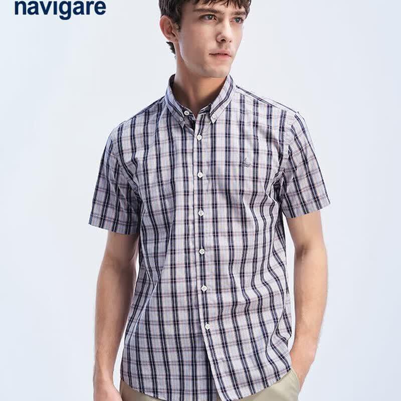 Navigare Men s Cotton Cooling Plaid Short Sleeve Shirt L