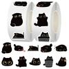 500pcs/Roll Cute Black Cat Cartoon Stickers Kawaii Animal Graffiti Decals DIY Guitar Luggage Scrapbook Sealing Label Sticker Toy