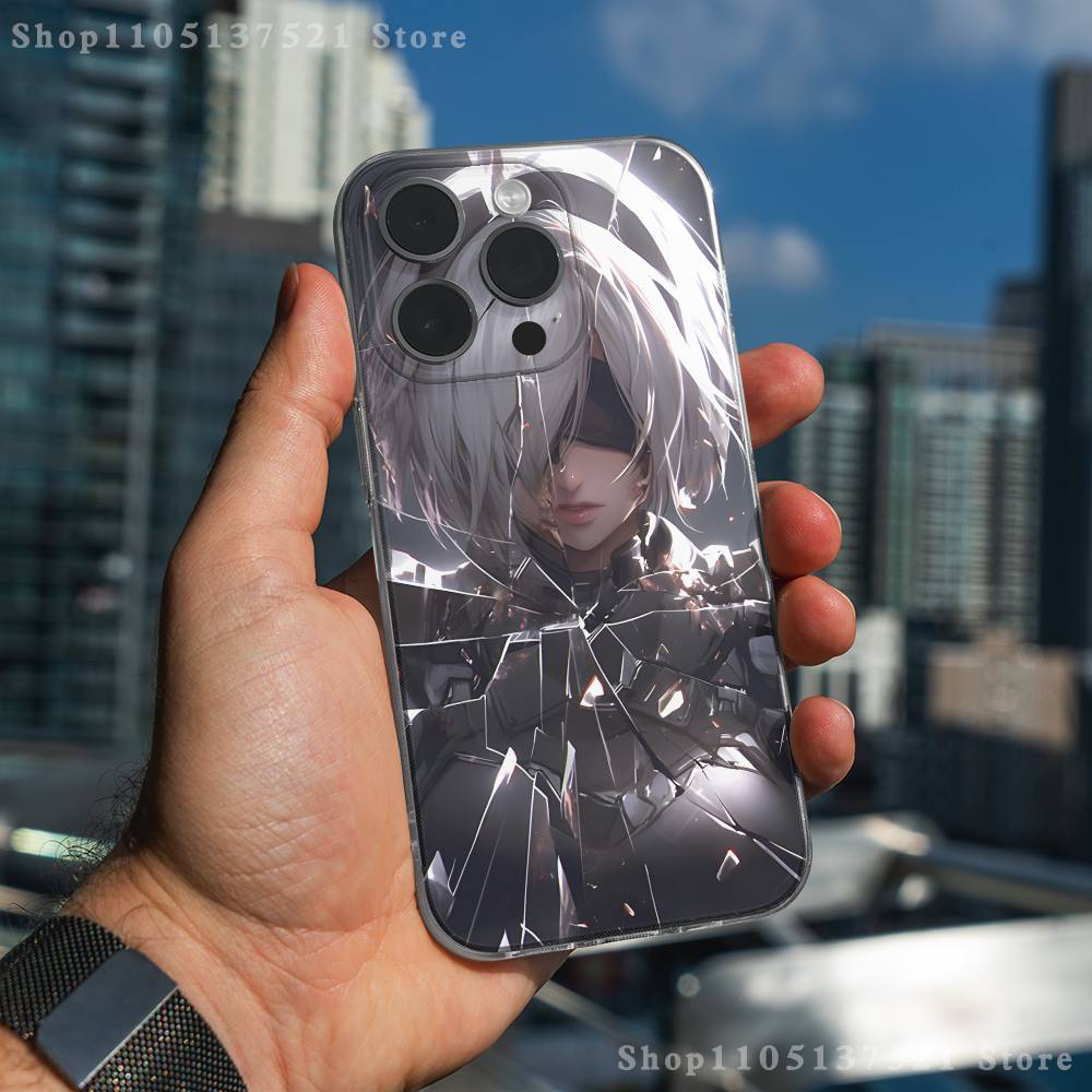 Y-YoRHa No 2 Type B Phone Case For iPhone 16,15,17,12,13,14,11 Max,Pro,Plus,X,XS,XR,SE4,E Mini Transparent Cover