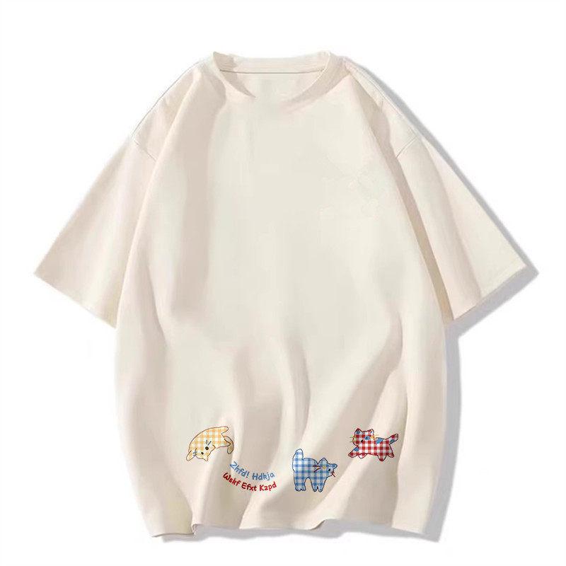 Summer Short-sleeved T-shirt Women's New Pure Cotton Design Sense Niche American Retro Loose Cartoon Half-sleeved Top