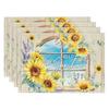 Sunflower Window Hello Sunshine Placemats Farmhouse Table Arrangement Indoor Tea Party Seasonal Family Meals Table Decor