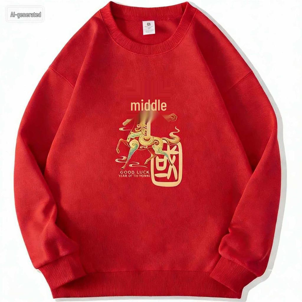 2026 Year of the Horse Red Hoodie - Festive Unisex Sweatshirt