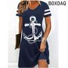 Women Dress Summer Short Sleeve O-Neck Casual Loose A-Line Dress Big Size 3D Striped Printing Elegant Vintage Dresses