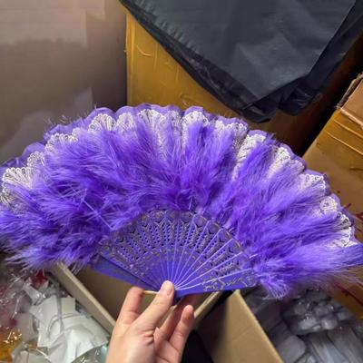 Vintage Handmade with Pendant for Lolita Costume Accessories Wedding Gift Dance Hand Fan Party Decor Feather Folding Fan