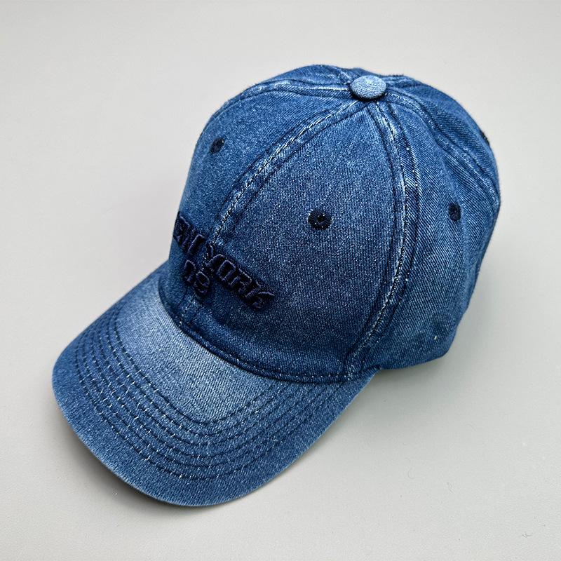 Versatile Fashion Embroidered Denim Letter Washed Sunshade Korean Baseball Cap Men'S And Women'S Trend Breathable