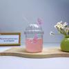 Butterfly Stripe Glass Straw Cup