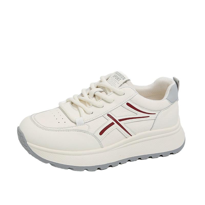 The first layer of cowhide women's shoes autumn new soft-soled lightweight thick-soled casual sports shoes