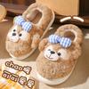 Cotton slippers women's autumn and winter cute bears wear thick-soled home non-slip bags and velvet thermal shoes