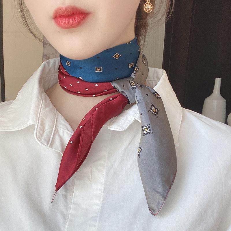 Women Silk Scarf Summer Hair Scarf Silk Satin Neckerchief Female Hair Ties Headband Hair Ornament Woman Bandana Bag Scarves