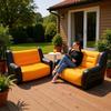 Deluxe Inflatable Backrest Sofa: Portable Double Flocked Recliner for Outdoor Camping
