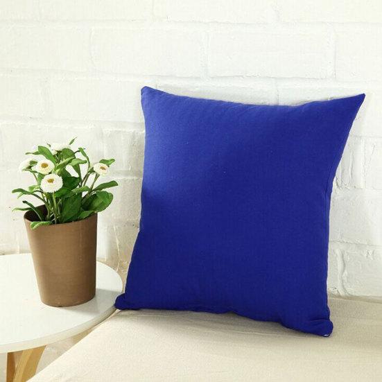 Plain Solid Color Throw Pillow Case Home Sofa Linen Cotton Square Cushion
