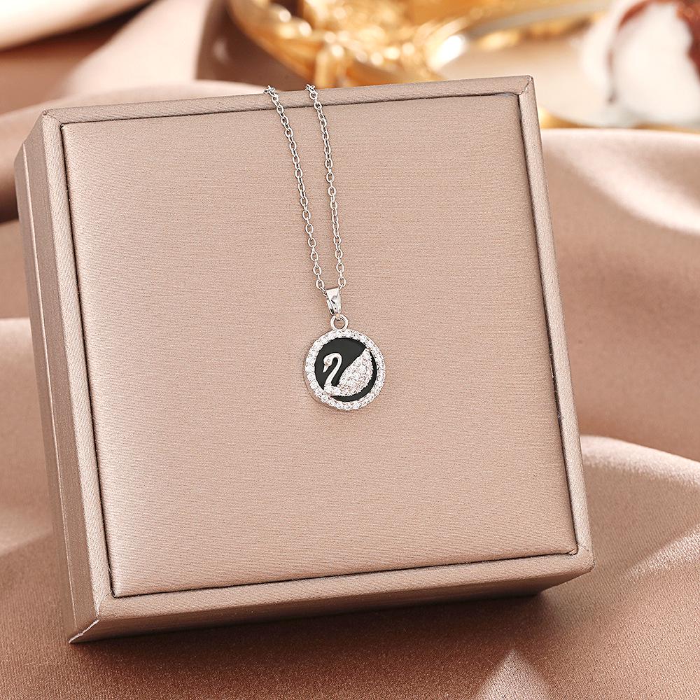 Women's Silver Titanium Steel Necklace with Micro-Inlaid Zircon - Elegant, Durable Clavicle Chain Jewelry