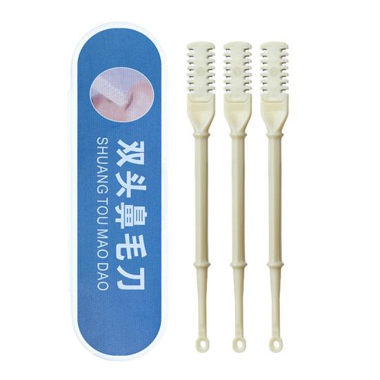 3Pcs Nose Hair Trimmer for Men Women Dual-Purpose Manual Nose Ear Hair Cutter 360-degrees Rotating Travel Grooming Tool