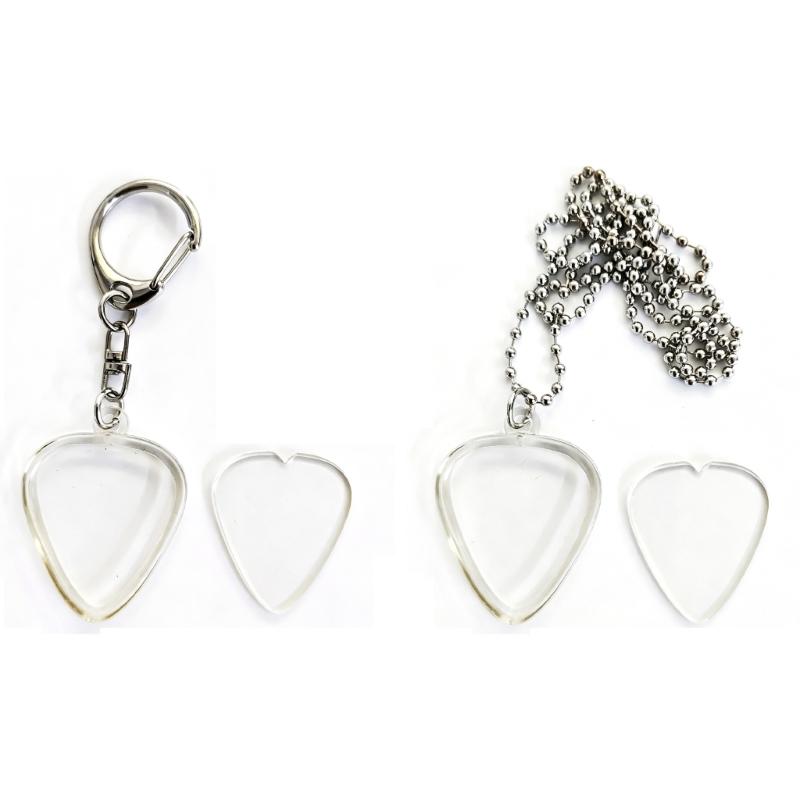 2Pcs Clear Guitar Pick Holder Necklace Keychain Plastic Guitar Pick Storage Case For Musicians And Collectors
