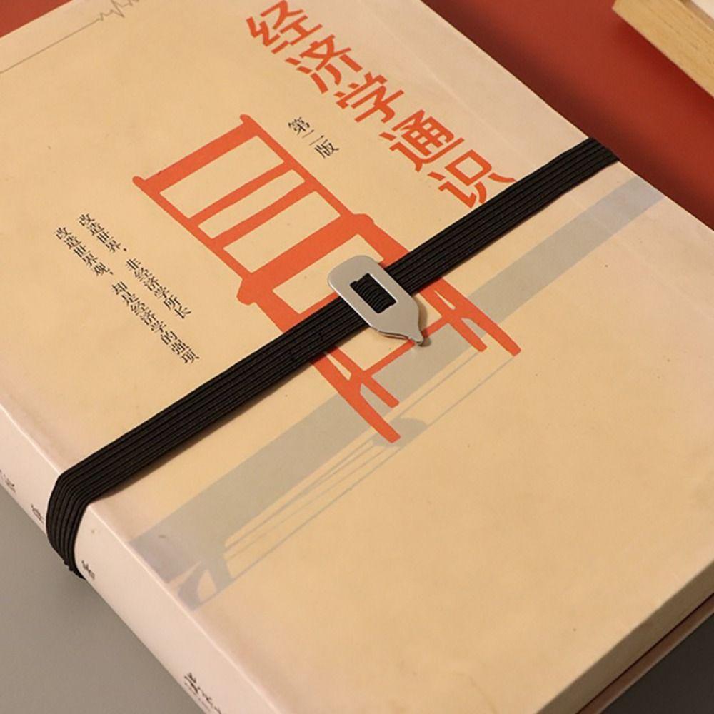 Metal Pointer Elastic Bookmark Elastic Webbing Flexible Strap Bookmark Book Clip  Gift