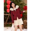 Women's Faux Fur Collar Hooded Zipper Knitted Cardigan