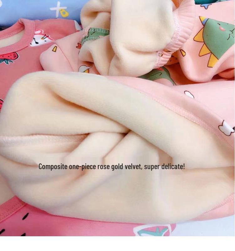 Children's Thermal Underwear Set - Boys & Girls Velvet-Lined Two-Piece Winter Pajamas