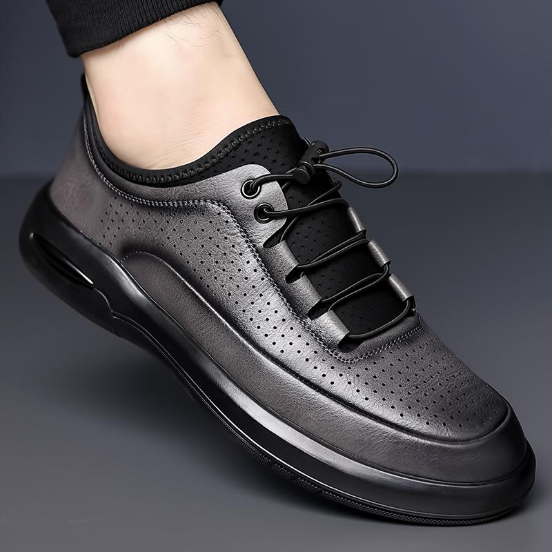 Brand Men Soft Sole Comfort Sneakers Breathable Men Punching Leather Shoes Non-slip Driving Shoes Summer Man Casual Oxford Shoes