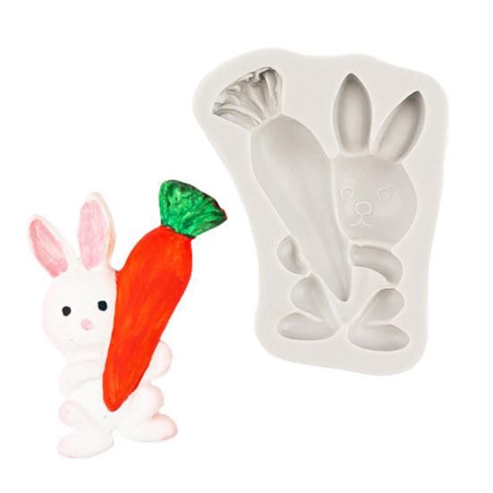 3D Wortel Konijn Siliconen Vorm Voedselkwaliteit Chocoladevorm voor Fondant Taartdecoratie & Hars Kunst Oven Vaatwasserbestendig Gemakkelijk Los te Laten Snoepvorm