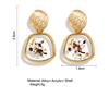 Woman Fashion Retro Shells Geometric Irregular Square Pendant Earrings