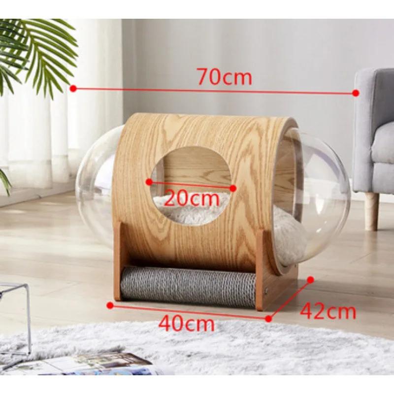 Net red space capsule transparent cat delivery room four seasons universal closed winter cat house solid wood capsule cat litter