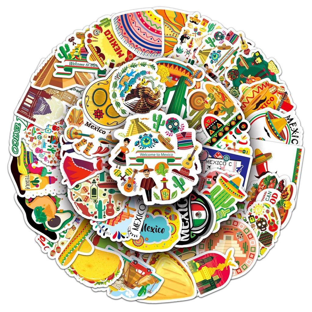 50 Mexico Travel Stickers: Waterproof Cartoon Decorations for Laptops & Journals