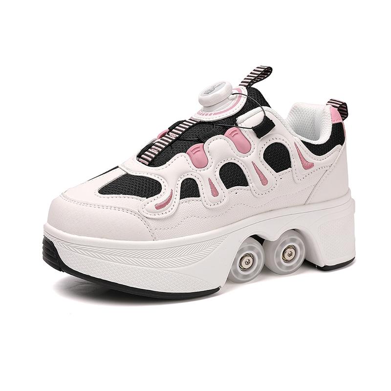 Children/Teenagers /Boys/Girls Shapeshifting Shoes Four-wheel Dual-use Roller Skates Double Row Walking Shoes Roller Skates