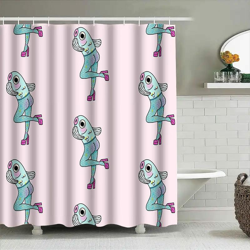 Unframed Unique Anime Girl Shower Curtain Japanese Kawaii Otaku Decor Bathroom Set Waterproof Home Decor Vivid Pattern Anime Sho
