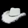 Pink Upturned Brim Denim Hat with Frayed Edges & Silver Feather Band