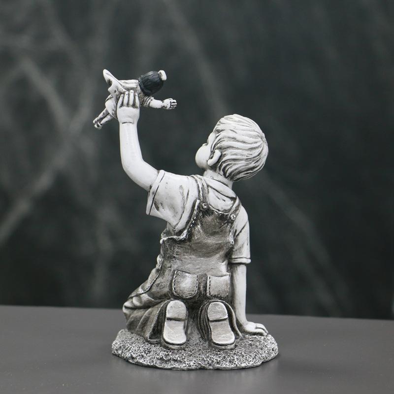 Banksy Nordic Creative Boy Resin Statue Ornaments Living Room Decoration Street Art Design Carving Sculpture Crafts Home Decor