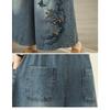 DIMANAF 2026 Summer New Plus Size Women Jeans Elastic Waist Long Pants Embroidery Floral Loose Casual Denim Cotton Trousers Pants