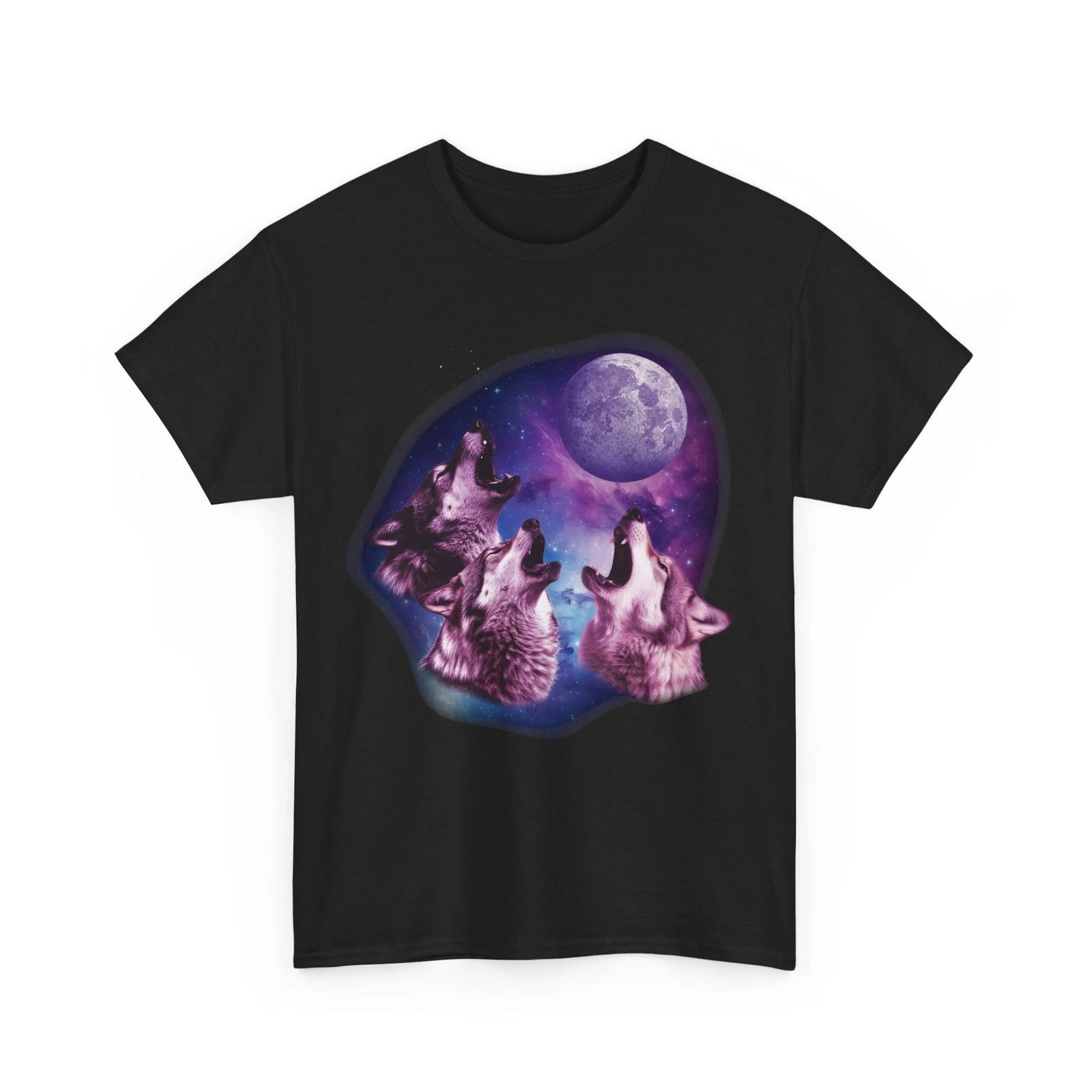 Wolf Shirt, Three Wolves With Moon Shirt, Three Wolves Shirt, Animals Lovers Tee 4XL