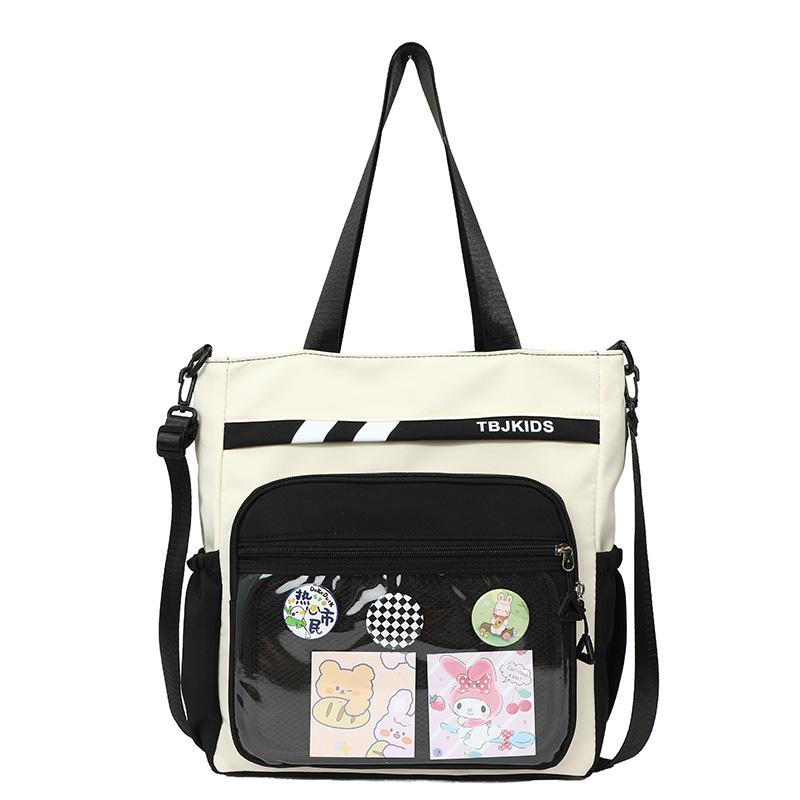 Student Messenger Bag Color Block Shoulder Bag Transparent Tote Bag