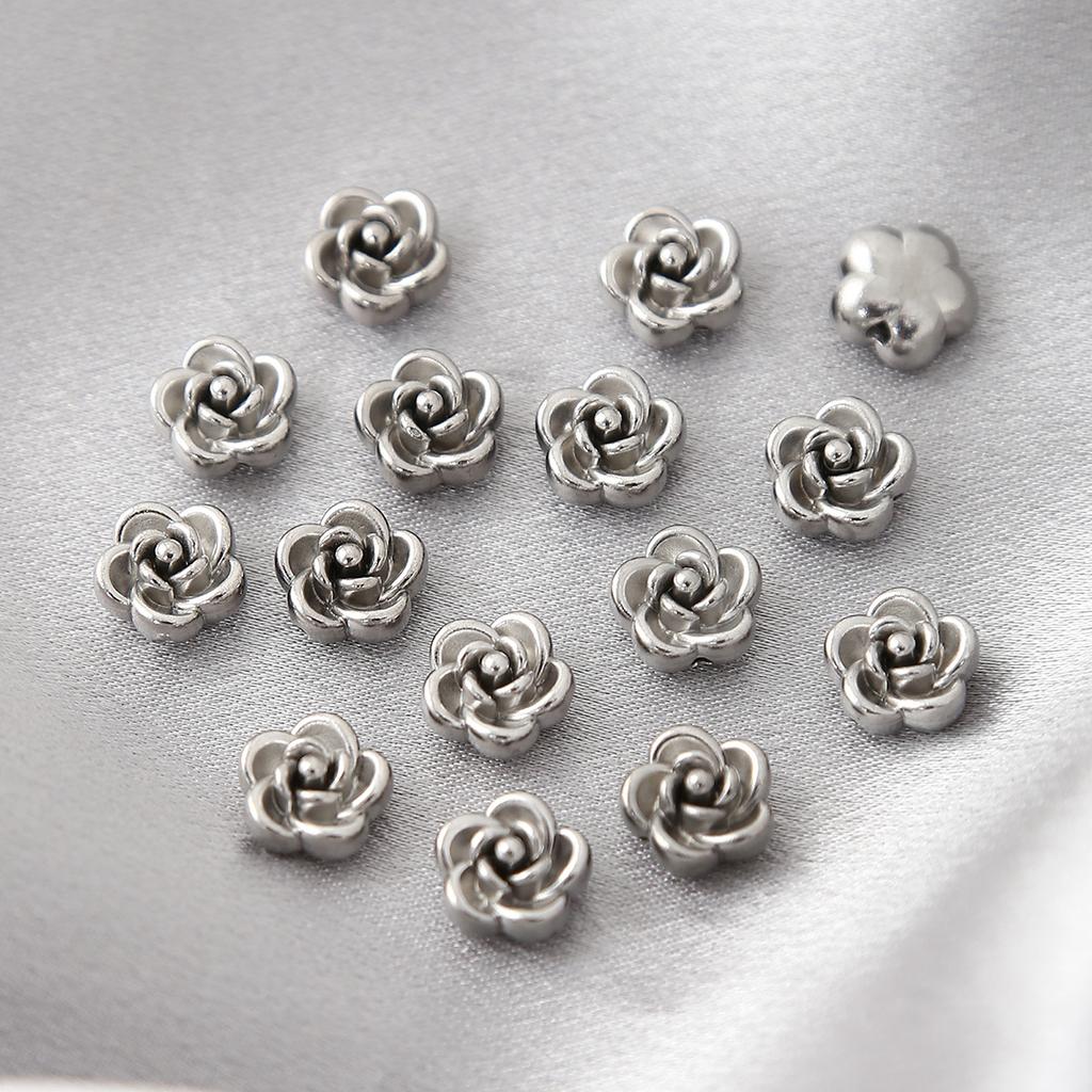 30pcs Stainless Steel Rose Flower Spacer Beads For Jewelry Making DIY Rose Pendants Charms Loose Beads Jewelry Findings Crafts